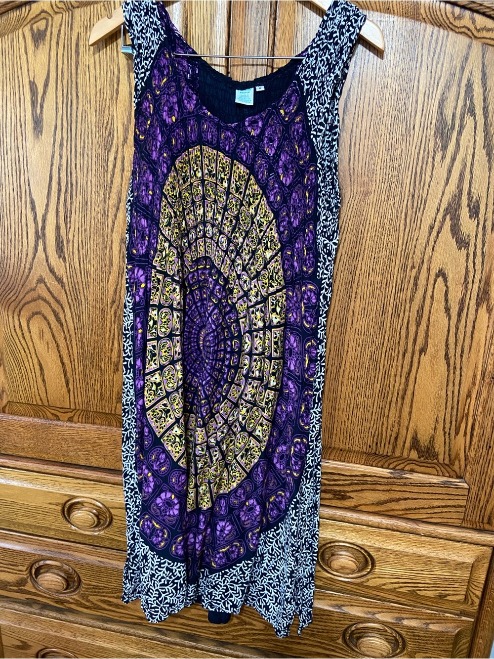 Peaceful People Medium Bohemian Purple Mandala Sleeveless Dress